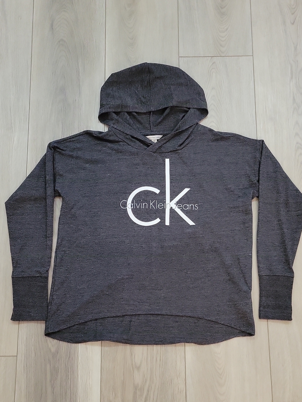 Calvin Klein Kids Charcoal Hooded CK Logo Pullover